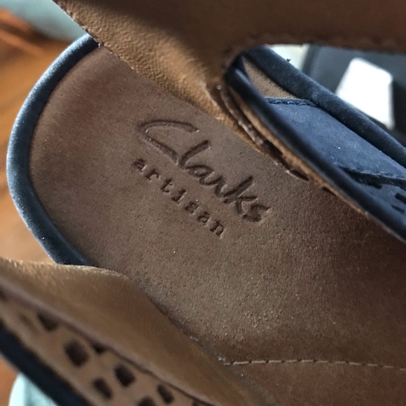 Clark’s Artisan navy blue wedges size 7.5 - Picture 7 of 8